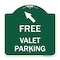 Signmission Free Valet Parking W/ Upper Left Arrow, Green & White Aluminum Sign, 18" x 18", GW-1818-23941 A-DES-GW-1818-23941 - alternate 1
